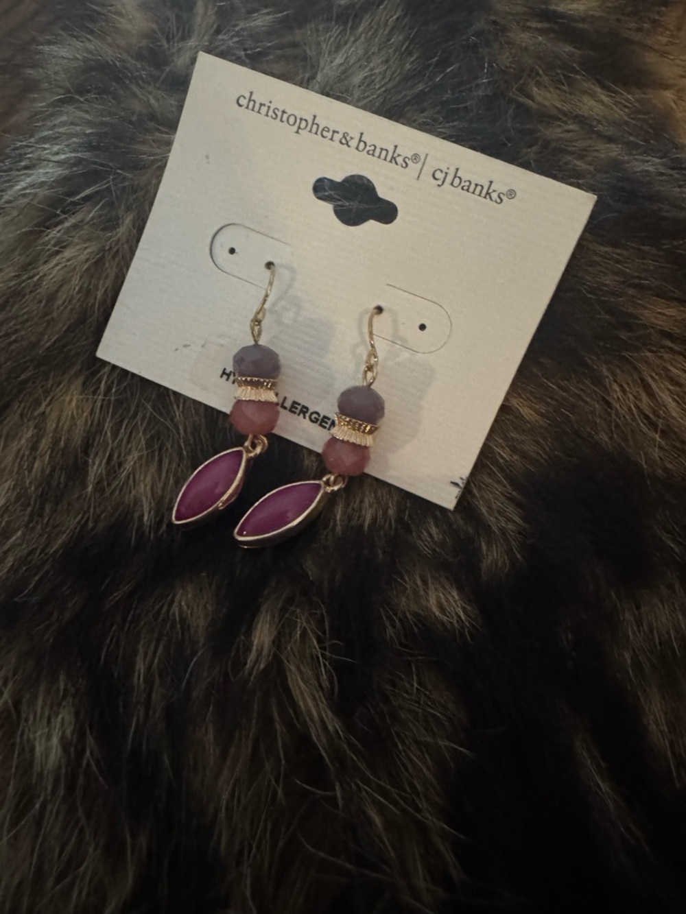 Christopher & Banks Purple and Mauve Dangle Earrings